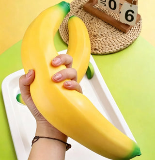 GIANT Go Bananas Banana Squishy Stress Toy – Jumbo Sensory Fidget for Anxiety Relief, Focus & Sensory Play | Soft Slow-Rising Banana Squeeze Toy