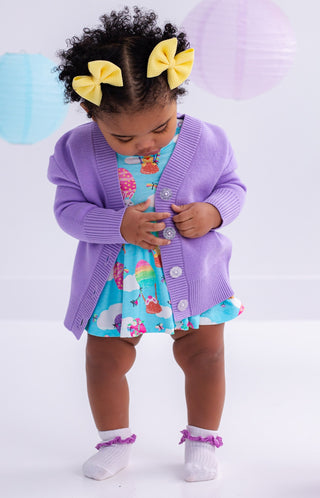 Birdie Ruffle Socks Set- Orchid/White