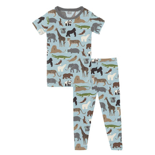 Print Short Sleeve Pajama Set Spring Sky Zoo