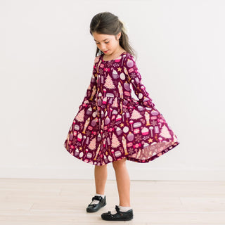 Long Sleeve Twirl Dress with Pockets in Melody Sugar Plum