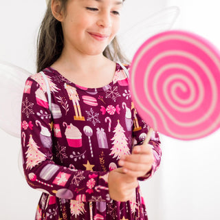 Long Sleeve Twirl Dress with Pockets in Melody Sugar Plum