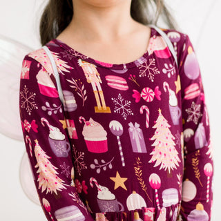 Long Sleeve Twirl Dress with Pockets in Melody Sugar Plum