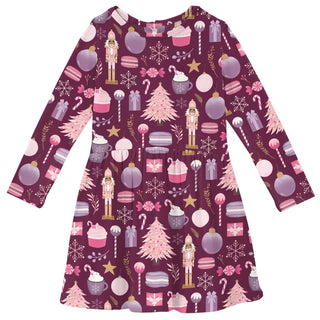 Long Sleeve Twirl Dress with Pockets in Melody Sugar Plum