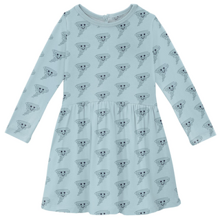Long Sleeve Twirl Dress with Pockets Spring Sky Happy Tornado