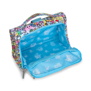 Colorful tokidoki patterned bag with a blue interior on a white background