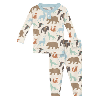 Print Long Sleeve Henley Pajama Set: National Wildlife Federation