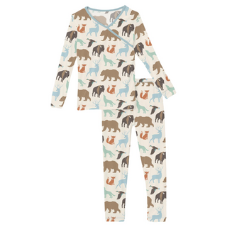 Print Long Sleeve Kimono Pajama Set: National Wildlife Federation