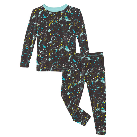 Kickee Pants Print Long Sleeve Pajama Set: Confetti Splatter Paint