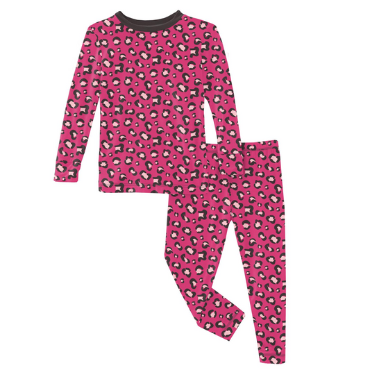 Kickee Pants Print Long Sleeve Pajama Set: Calypso Cheetah Print