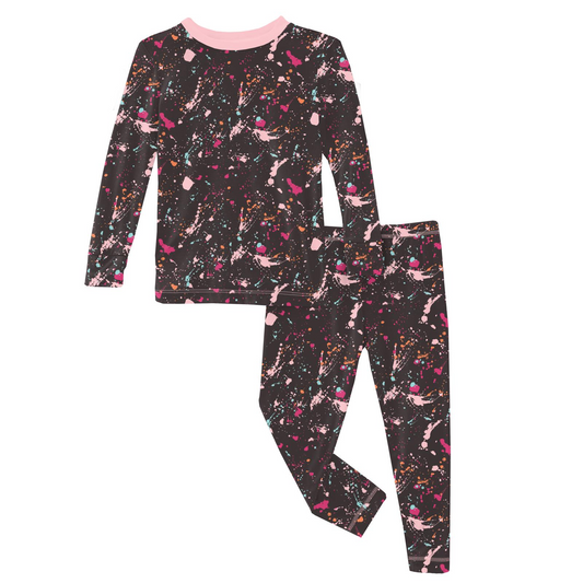 Kickee Pants Print Long Sleeve Pajama Set: Calypso Splatter Paint
