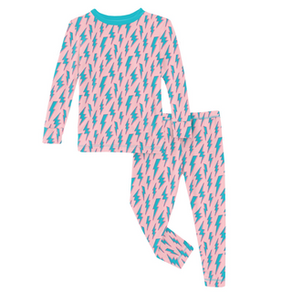 Bamboo Print Long Sleeve Pajama Set: Lotus Lightning