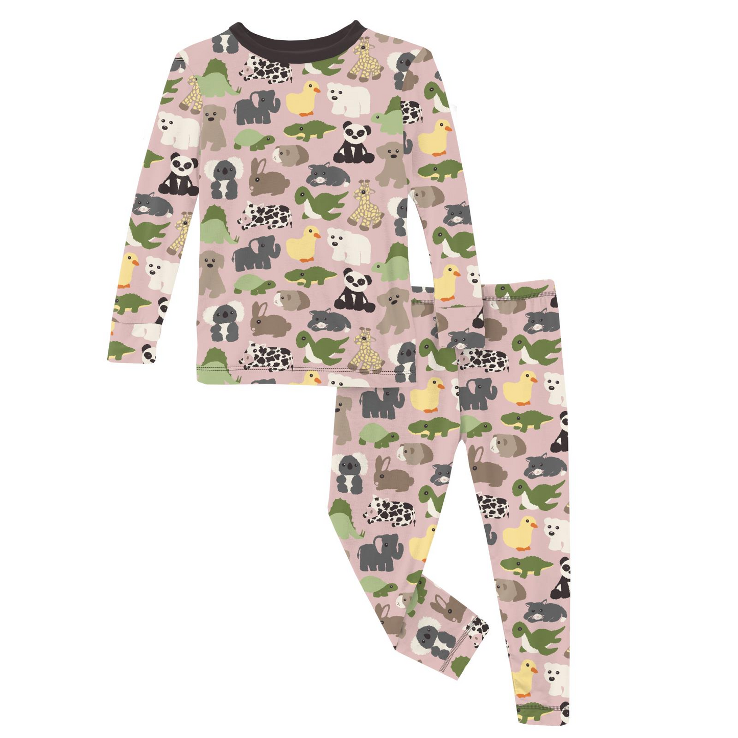 Kickee Pants Print Long Sleeve Pajama Set: Baby Rose Too Many Stuffies