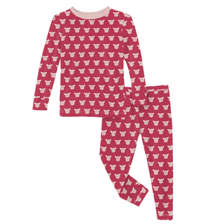 Bamboo Print Long Sleeve Pajama Set: Cherry Pie Furry Friends