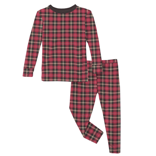 Kickee Pants Print Long Sleeve Pajama Set: 90s Plaid