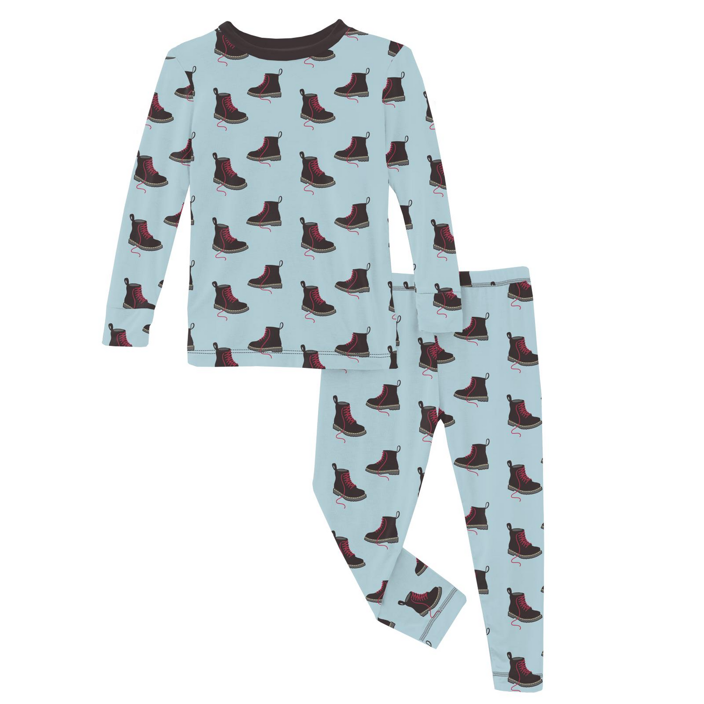 Kickee Pants Print Long Sleeve Pajama Set: Spring Sky Boots