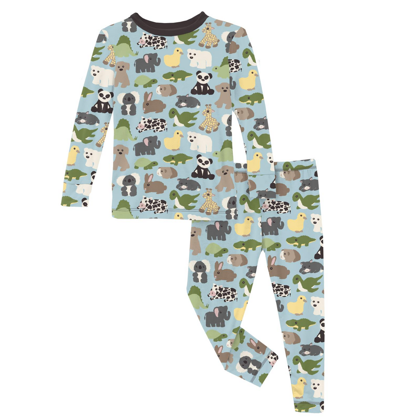 Kickee Pants Print Long Sleeve Pajama Set: Spring Sky Too Many Stuffies