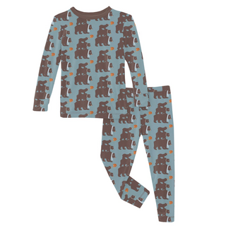 Print Long Sleeve Pajama Set: Stormy Sea Three Naughty Bears