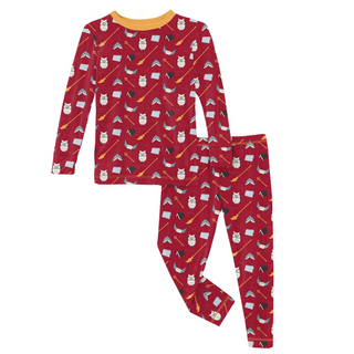 Print Long Sleeve Pajama Set: Crimson Magical World