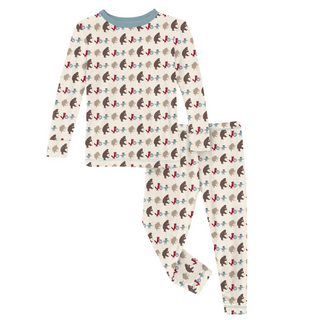 Print Long Sleeve Pajama Set: Natural Marching Band