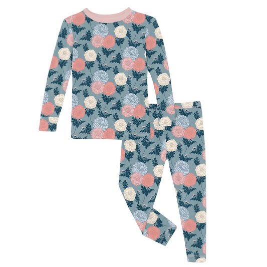 Print Long Sleeve Pajama Set: Stormy Sea Enchanted Floral