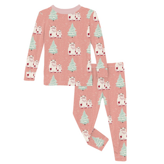 Long Sleeve Pajama Set: Blush Yeti