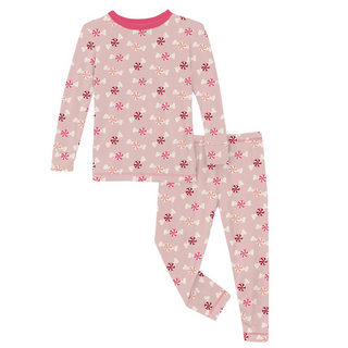 Long Sleeve Pajama Set: Baby Rose Peppermints