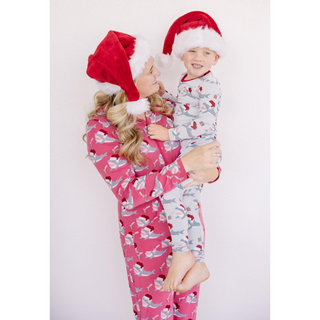 Long Sleeve Pajama Set: Illusion Blue Holiday Sharks