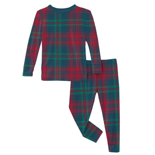 Long Sleeve Pajama Set: Peacock Plaid