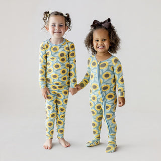 Long Sleeve Pajama Set Stormy Sea Sunflower