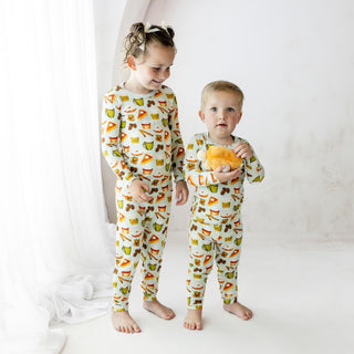 Long Sleeve Pajama Set Aloe Pumpkin Spice