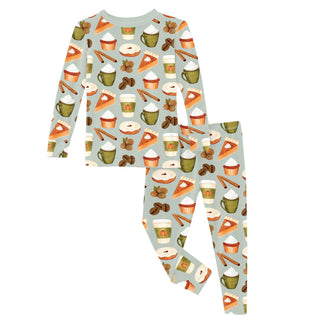 Long Sleeve Pajama Set Aloe Pumpkin Spice