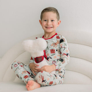 Long Sleeve Pajama Set in Aloe Christmas Dogs