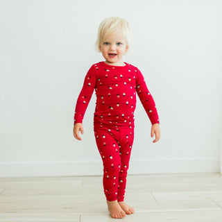 Long Sleeve Pajama Set Crimson Holiday Lights