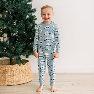 Long Sleeve Pajama Set in Stormy Sea Santa's Sleigh