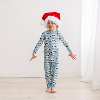 Long Sleeve Pajama Set in Stormy Sea Santa's Sleigh