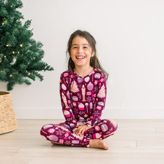 Long Sleeve Pajama Set in Melody Sugar Plum