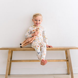Long Sleeve Pajama Set in Animal Alphabet