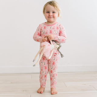 Long Sleeve Pajama Set in Baby Rose Ballet Dancers