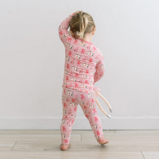Long Sleeve Pajama Set in Baby Rose Ballet Dancers