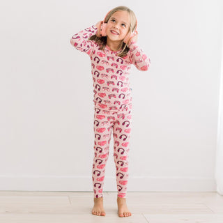 Long Sleeve Pajama Set in Baby Rose Gamer
