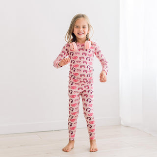 Long Sleeve Pajama Set in Baby Rose Gamer