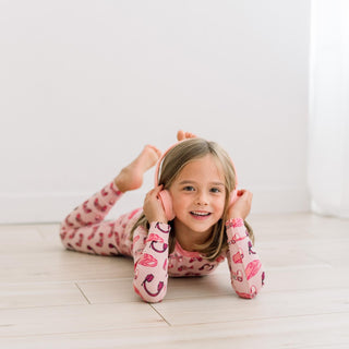 Long Sleeve Pajama Set in Baby Rose Gamer