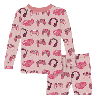 Long Sleeve Pajama Set in Baby Rose Gamer
