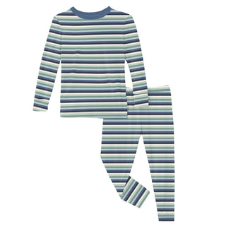 Long Sleeve Pajama Set in Denim Stripe