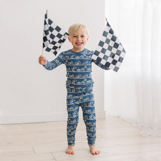 Long Sleeve Pajama Set in Denim Motorcycles