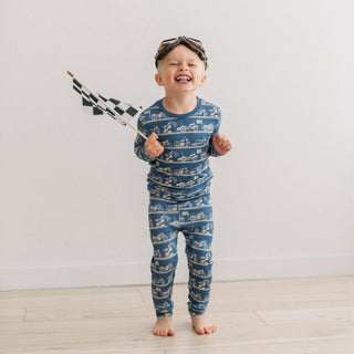 Long Sleeve Pajama Set in Denim Motorcycles