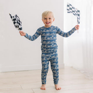 Long Sleeve Pajama Set in Denim Motorcycles