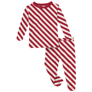 Print Long Sleeve Pajama Set: Candy Cane Twist