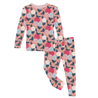 Print Long Sleeve Pajama Set: Blush Enchanted Floral