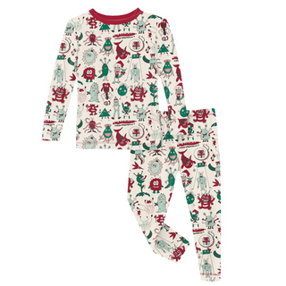 Print Long Sleeve Pajama Set: Merry Monsters